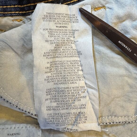 Key FR Flame Resistant Jeans 52x30 Dark Denim HRC2 NFPA 2112 Workwear - Picture 6 of 16